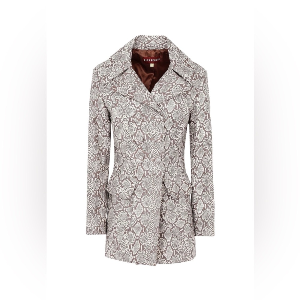 Alexander McQueen Gray Trench Coat with Snakeskin Pattern
